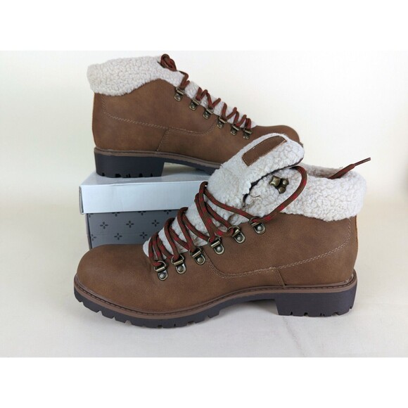 Sun Stone Glenn Winter Boots Mens 12 M Brown Faux Fur Trimmed Lace Up Shoes NWB main image 10